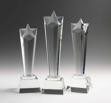 Brilliance Soaring Star Crystal Award customizable with texts and logos, perfect for award ceremonies for star employees